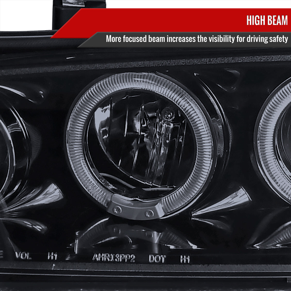 1994-1997 Honda Accord Dual Halo Projector Headlights (Glossy Black Housing/Smoke Lens)