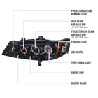 1994-1997 Honda Accord Dual Halo Projector Headlights (Glossy Black Housing/Smoke Lens)