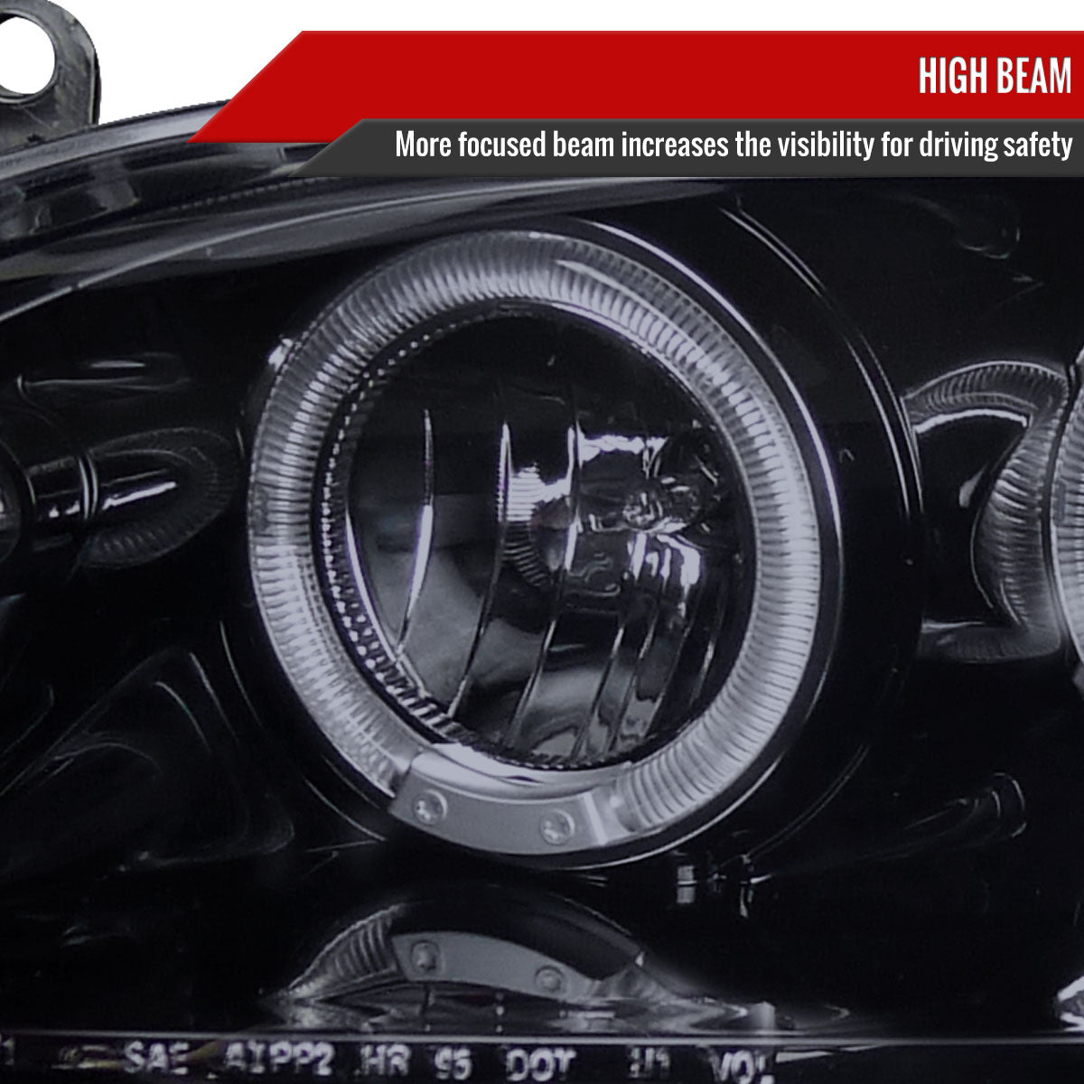 1998-2002 Honda Accord Dual Halo Projector Headlights (Glossy Black Housing/Smoke Lens)