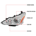 2013-2015 Nissan Altima Sedan Clear Lens Projector Headlight w/ Amber Reflector - Driver Side Only
