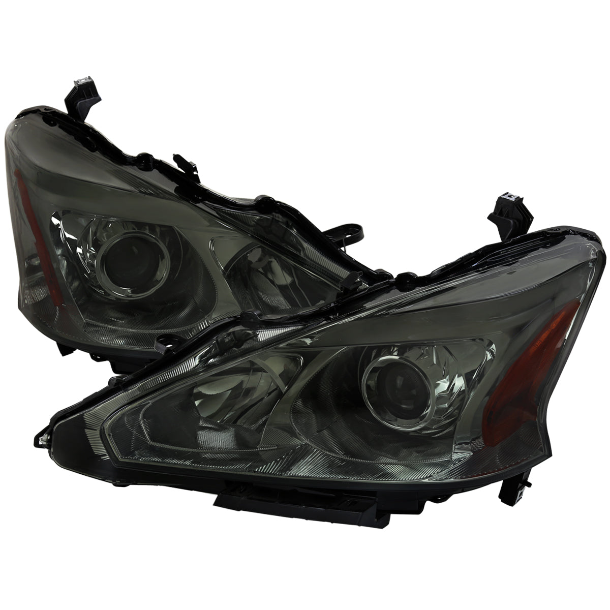 2013-2015 Nissan Altima Sedan Projector Headlights w/ Amber Reflectors (Chrome Housing/Smoke Lens)