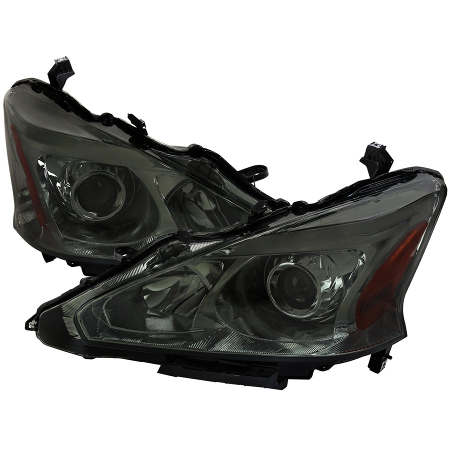 2013-2015 Nissan Altima Sedan Projector Headlights w/ Amber Reflectors (Chrome Housing/Smoke Lens)