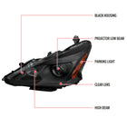 2013-2015 Nissan Altima Sedan Projector Headlights w/ Amber Reflectors (Matte Black Housing/Clear Lens)