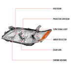 2007-2009 Toyota Camry Factory Style Projector Headlights - Chrome/Clear Lens