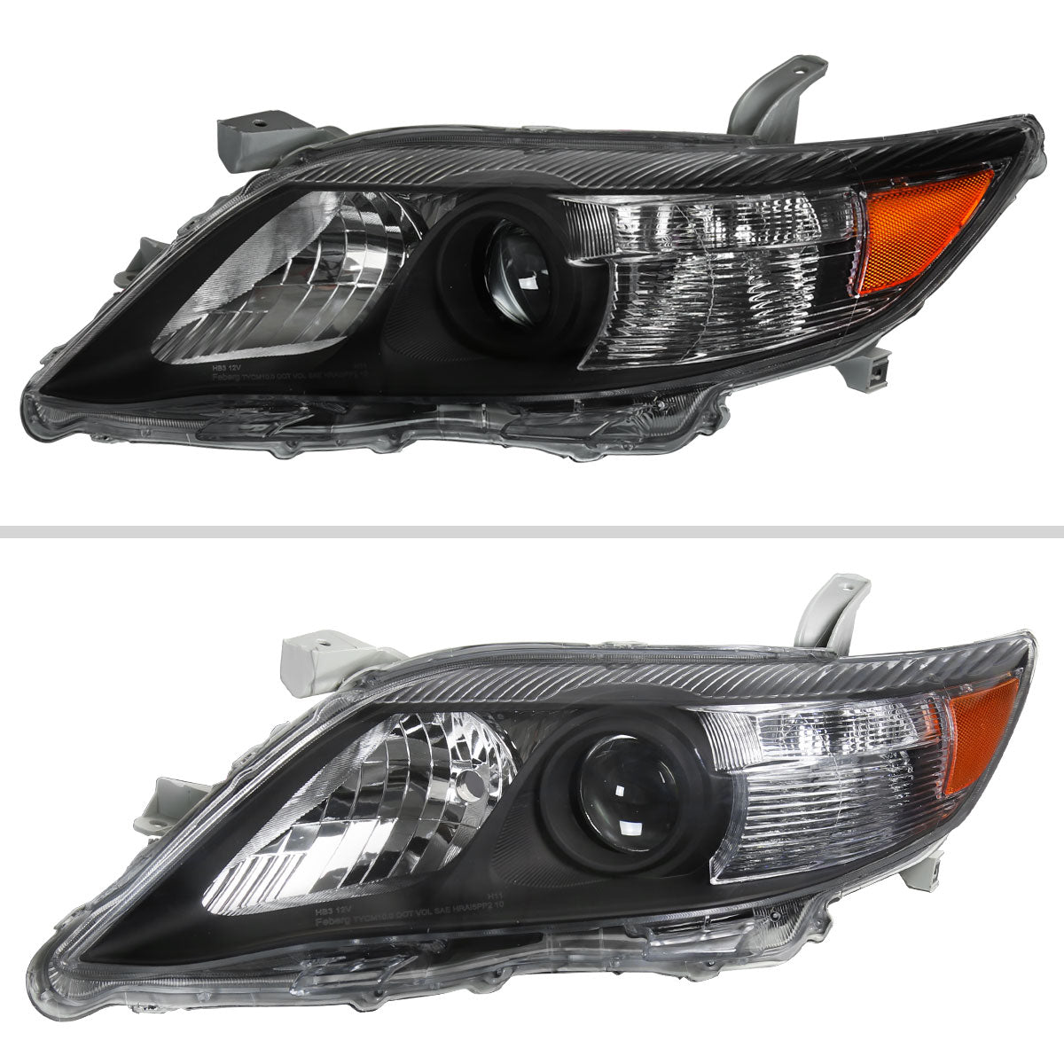 2010-2011 Toyota Camry Factory Style Projector Headlights - Matte Black/Clear Lens