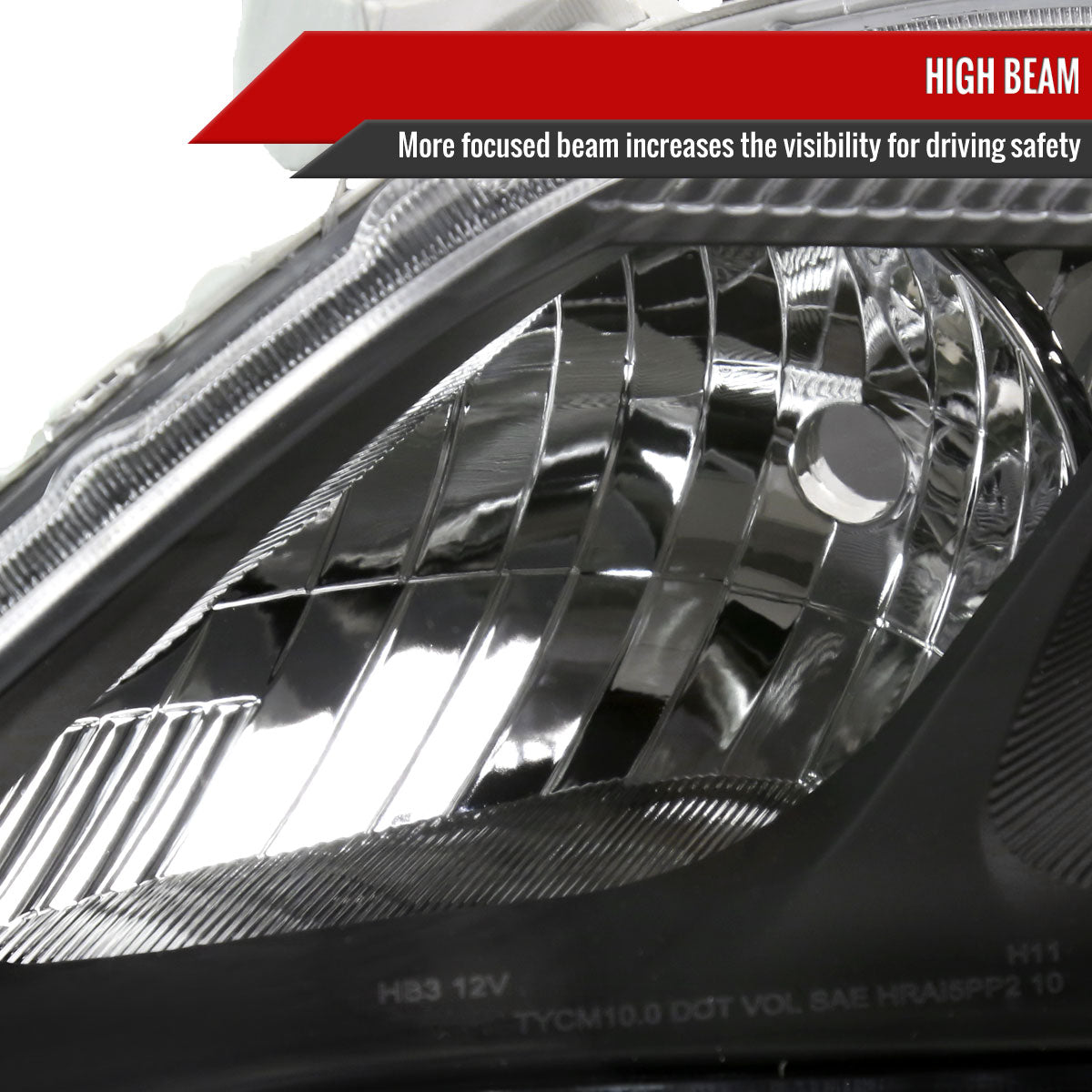 2010-2011 Toyota Camry Factory Style Projector Headlights - Matte Black/Clear Lens