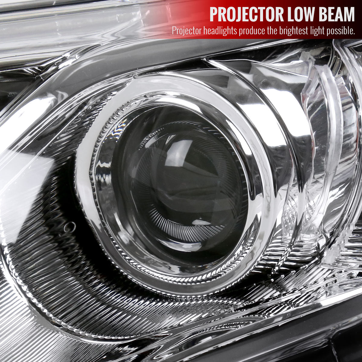 2012-2014 Toyota Camry Projector Headlights w/ Amber Reflectors (Chrome Housing/Clear Lens)