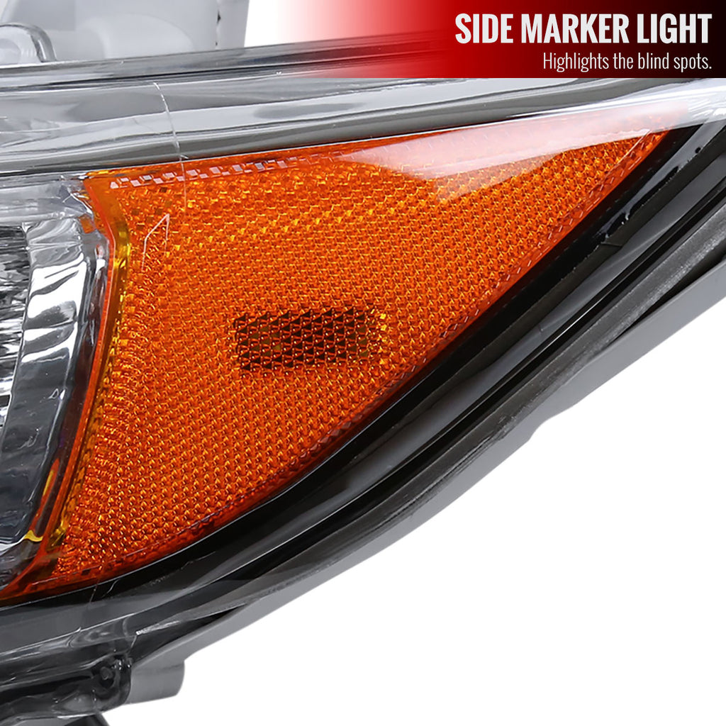 2012-2014 Toyota Camry Projector Headlight w/ Amber Reflector - Driver Side Only (Jet Black Housing/Clear Lens)