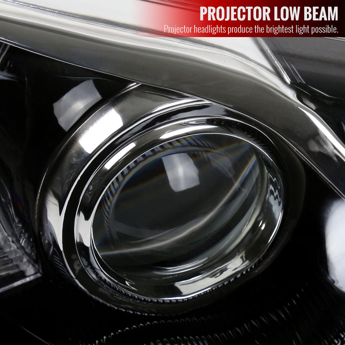 2012-2014 Toyota Camry Projector Headlight w/ Amber Reflector - Passenger Side Only (Jet Black Housing/Clear Lens)