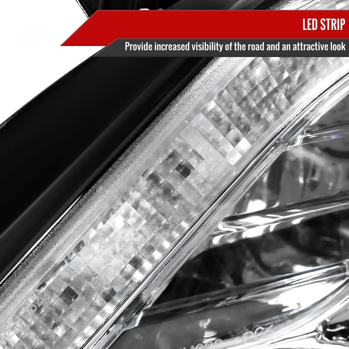2011-2013 Toyota Corolla Projector Headlights w/ LED Light Strip (Chrome Housing/Clear Lens)