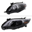 2011-2013 Toyota Corolla Projector Headlights w/ LED Light Strip (Glossy Black Housing/Smoke Lens)