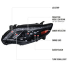 2011-2013 Toyota Corolla Projector Headlights w/ LED Light Strip (Glossy Black Housing/Smoke Lens)