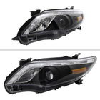 2011-2013 Toyota Corolla Projector Headlights w/ LED Light Strip (Matte Black Housing/Clear Lens)