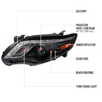 2011-2013 Toyota Corolla Projector Headlights w/ LED Light Strip (Matte Black Housing/Clear Lens)