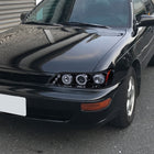 1993-1997 Toyota Corolla Dual Halo Projector Headlights (Glossy Black Housing/Smoke Lens)
