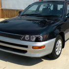 1993-1997 Toyota Corolla Dual Halo Projector Headlights (Glossy Black Housing/Smoke Lens)