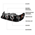 1993-1997 Toyota Corolla Dual Halo Projector Headlights (Matte Black Housing/Clear Lens)