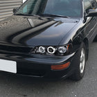 1993-1997 Toyota Corolla Dual Halo Projector Headlights (Matte Black Housing/Clear Lens)