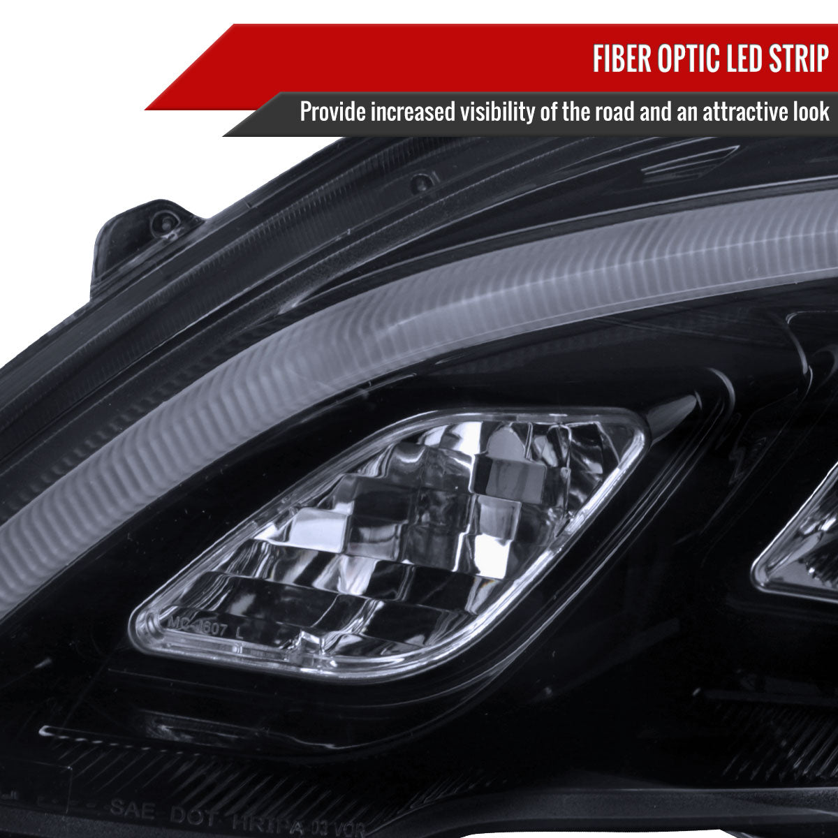 2007-2011 Honda CRV LED Bar Projector Headlights (Glossy Black Housing/Smoke Lens)