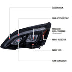 2007-2011 Honda CRV LED Bar Projector Headlights (Glossy Black Housing/Smoke Lens)