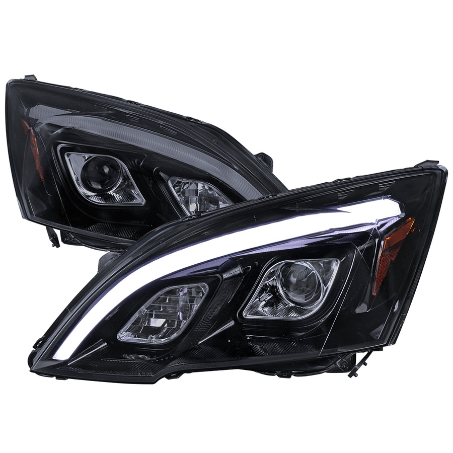 2007-2011 Honda CRV LED Bar Projector Headlights (Glossy Black Housing/Smoke Lens)