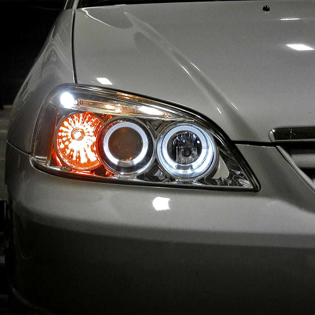 2001-2003 Honda Civic Dual Halo Projector Headlights (Chrome Housing/Clear Lens)