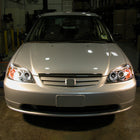 2001-2003 Honda Civic Dual Halo Projector Headlights (Chrome Housing/Clear Lens)