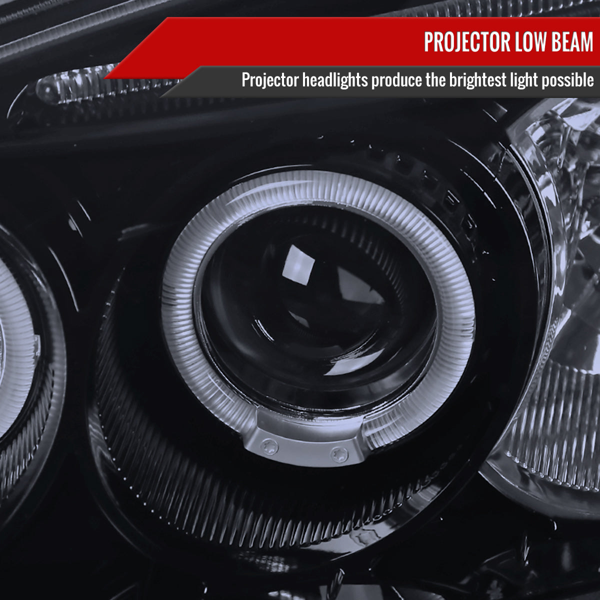 2001-2003 Honda Civic Dual Halo Projector Headlights (Glossy Black Housing/Smoke Lens)