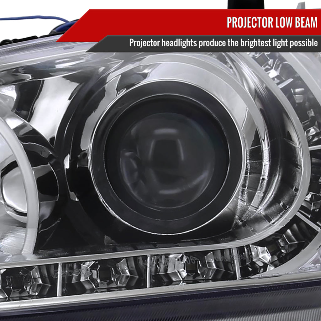 2004-2005 Honda Civic Projector Headlights w/ LED Light Strip - Chrome/Clear Lens