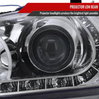 2004-2005 Honda Civic Projector Headlights w/ LED Light Strip - Chrome/Clear Lens