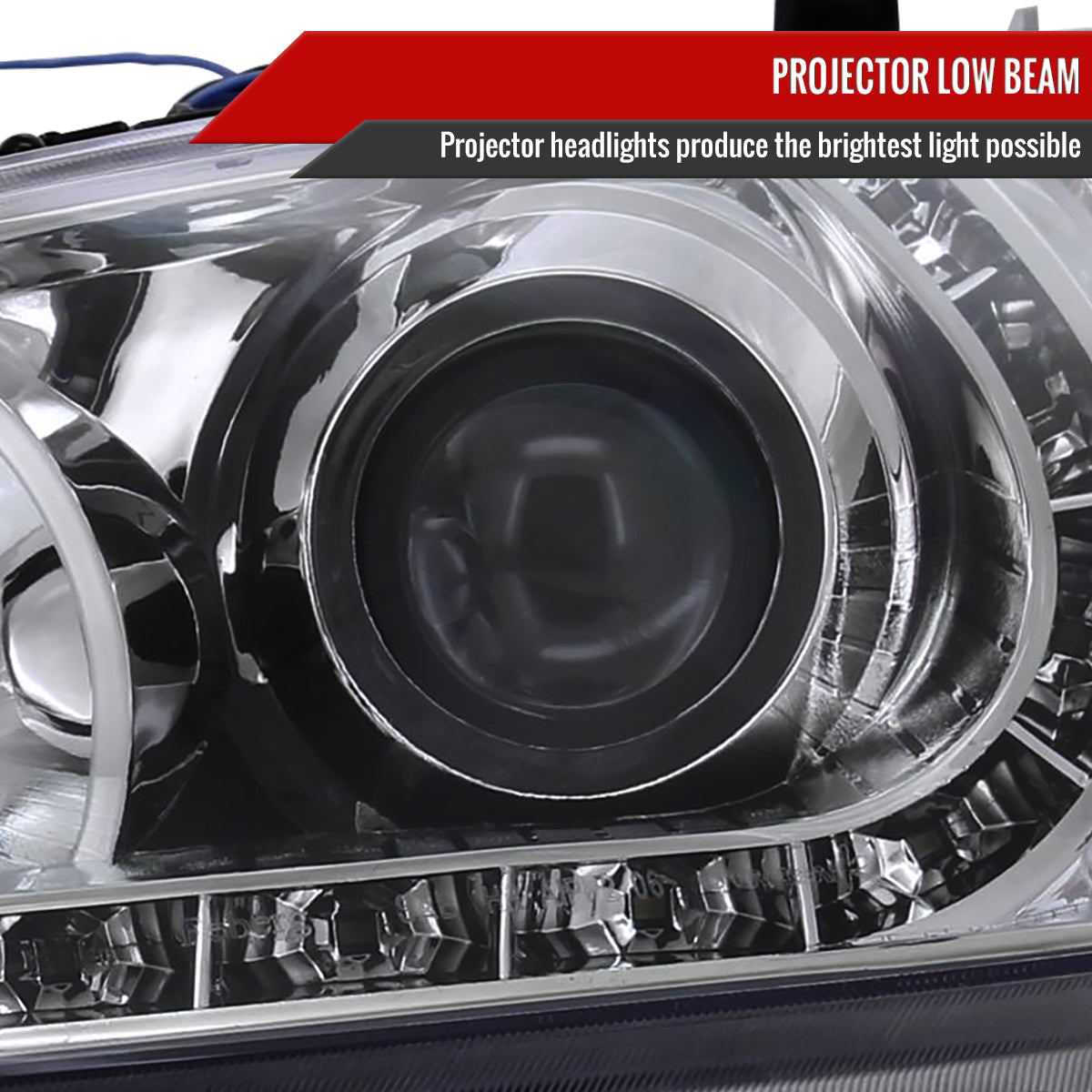 2004-2005 Honda Civic Projector Headlights w/ LED Light Strip - Chrome/Clear Lens