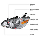 2004-2005 Honda Civic Projector Headlights w/ LED Light Strip - Chrome/Clear Lens