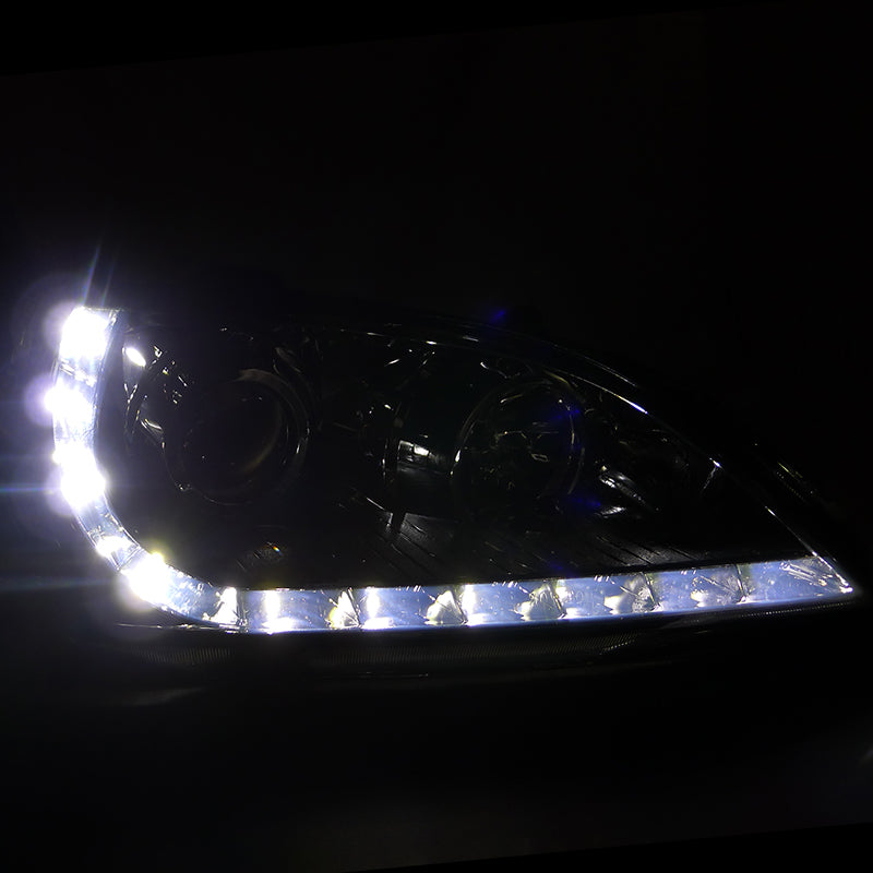2004-2005 Honda Civic Projector Headlights w/ LED Light Strip - Chrome/Smoke Lens