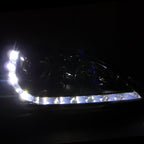 2004-2005 Honda Civic Projector Headlights w/ LED Light Strip - Chrome/Smoke Lens