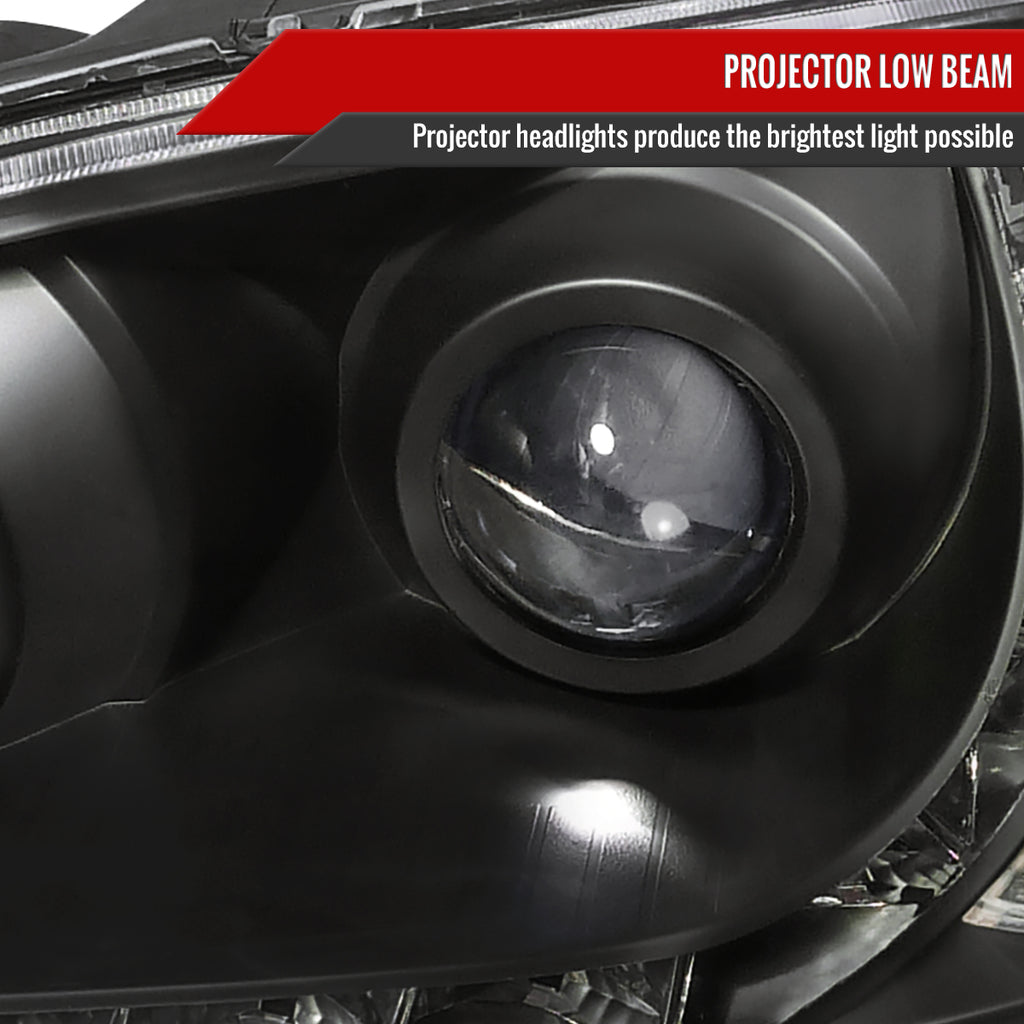 2004-2005 Honda Civic Projector Headlights w/ LED Light Strip - Matte Black/Clear Lens