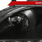 2004-2005 Honda Civic Projector Headlights w/ LED Light Strip - Matte Black/Clear Lens