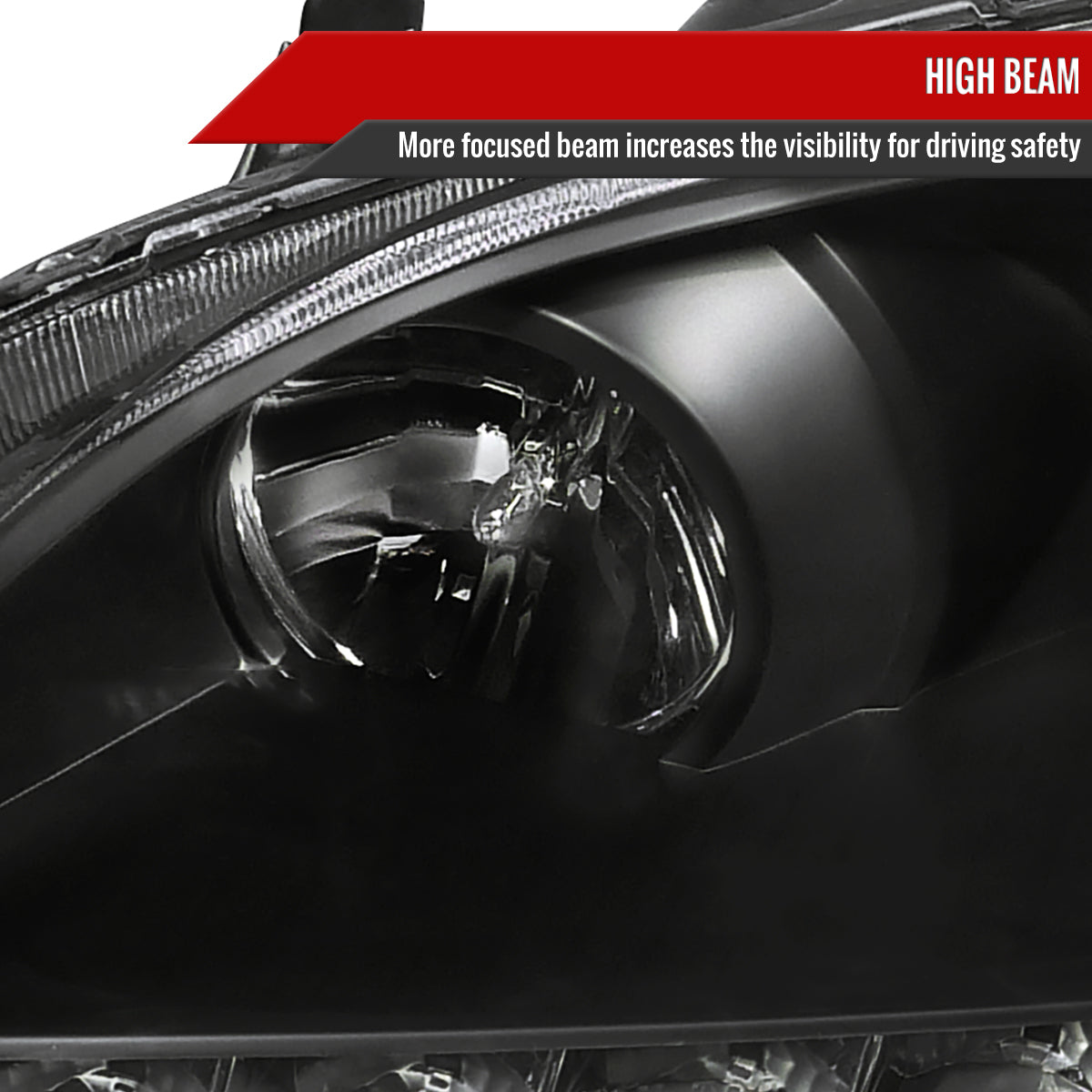 2004-2005 Honda Civic Projector Headlights w/ LED Light Strip - Matte Black/Clear Lens
