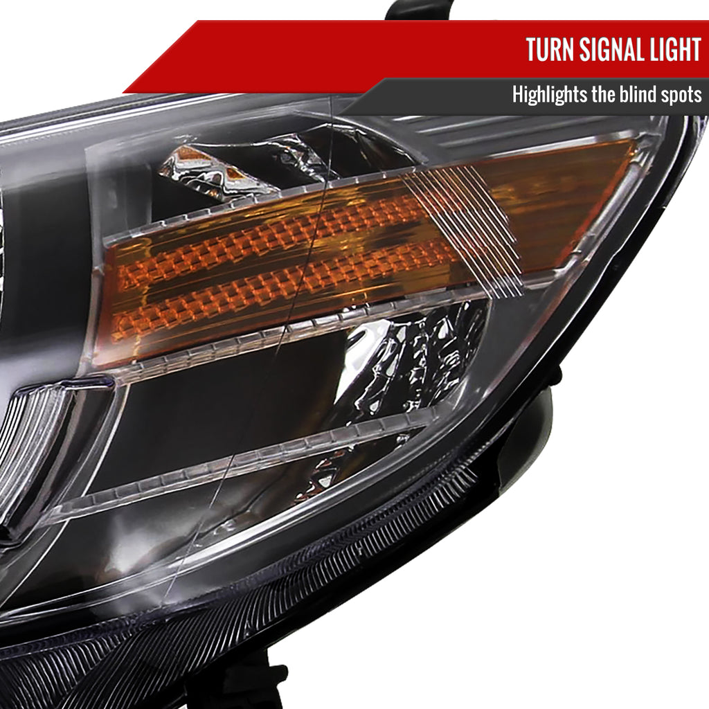2004-2005 Honda Civic Projector Headlights w/ LED Light Strip - Matte Black/Clear Lens
