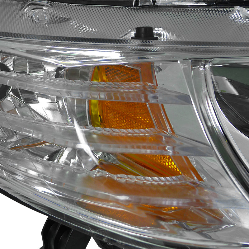 2006-2011 Honda Civic Coupe Projector Headlights w/ LED Light Strips - Chrome/Clear Lens