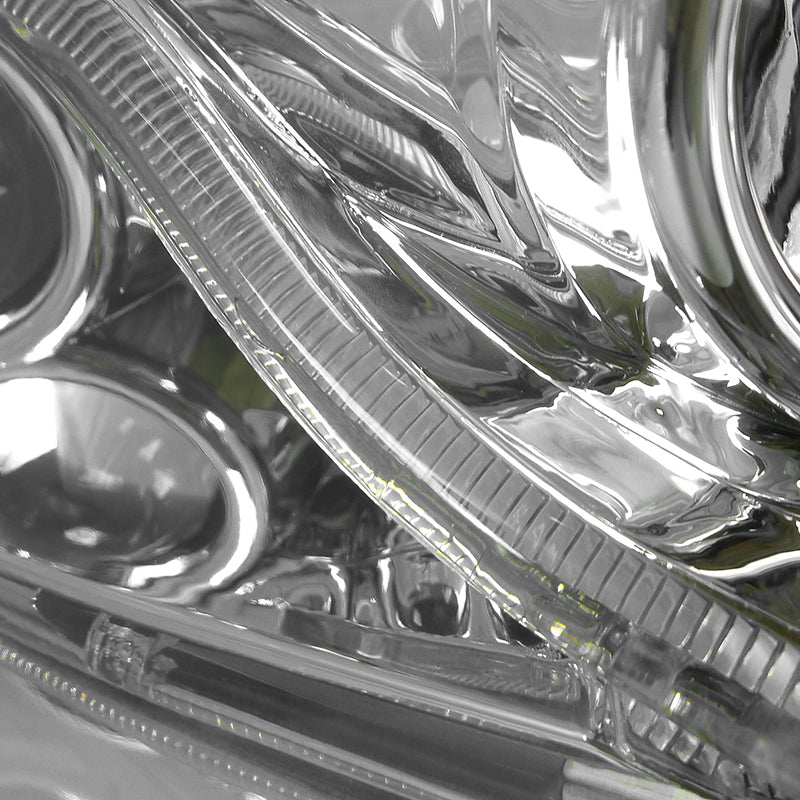 2006-2011 Honda Civic Coupe Projector Headlights w/ LED Light Strips - Chrome/Clear Lens