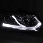 2006-2011 Honda Civic Coupe Projector Headlights w/ LED Light Strips - Chrome/Clear Lens