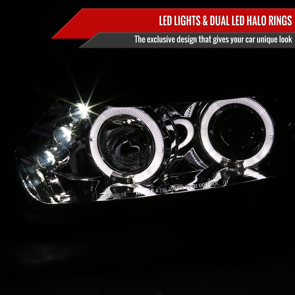 2006-2011 Honda Civic Coupe Dual Halo Projector Headlights (Chrome Housing/Clear Lens)