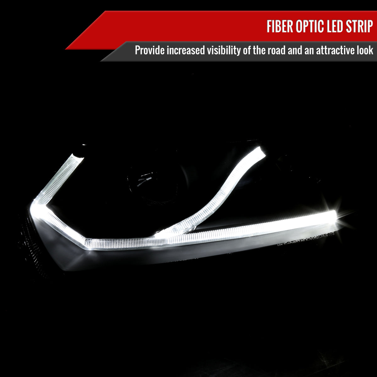2006-2011 Honda Civic Coupe Projector Headlights w/ LED Light Strips - Matte Black/Clear Lens