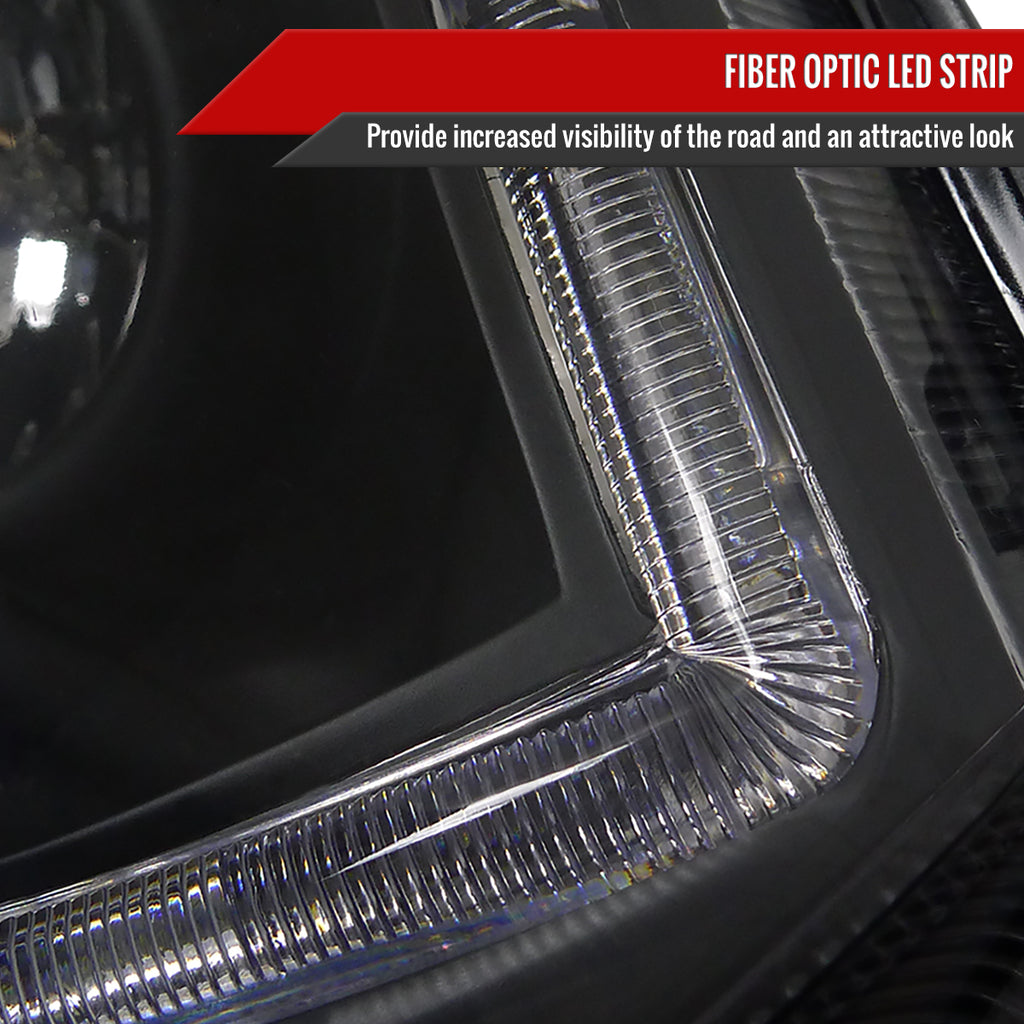 2006-2011 Honda Civic Coupe Projector Headlights w/ LED Light Strips - Matte Black/Clear Lens