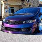 2006-2011 Honda Civic Coupe Projector Headlights w/ LED Light Strips - Matte Black/Clear Lens