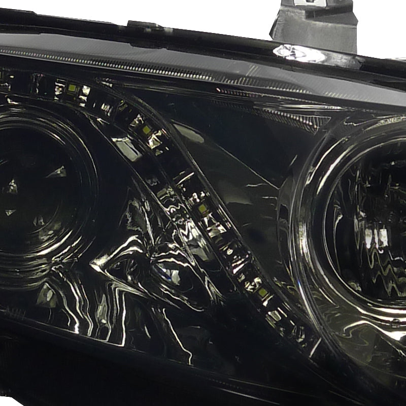 2006-2011 Honda Civic Sedan Projector Headlights w/ LED Light Strip - Chrome/Smoke Lens