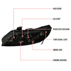 2006-2011 Honda Civic Sedan Projector Headlights w/ LED Light Strip - Chrome/Smoke Lens
