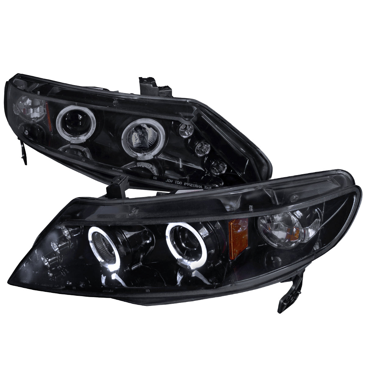2006-2011 Honda Civic Sedan Dual Halo Projector Headlights (Glossy Black Housing/Smoke Lens)