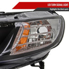 2006-2011 Honda Civic Sedan Projector Headlights w/ LED Light Strip - Matte Black/Clear Lens