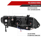 2006-2011 Honda Civic Sedan Projector Headlights w/ LED Light Strip - Matte Black/Clear Lens